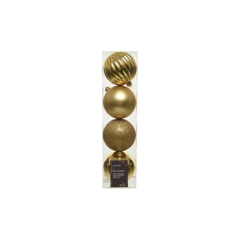 Palline per albero di natale in plastica infrangibile color Oro da 10 cm, 4 pezzi (1/4)