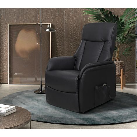 Fauteuil releveur électrique moderne en PU noir IMANY (1/5)