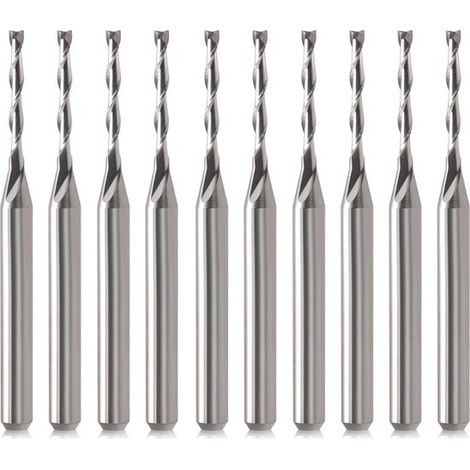 Set di frese per legno, frese profilate, set da 12 pezzi, frese a spirale, 3, 175 x 1,5 x 12 mm, 2 taglienti, metallo duro integrale, punta micro, per incisione CNC su legno (1/4)