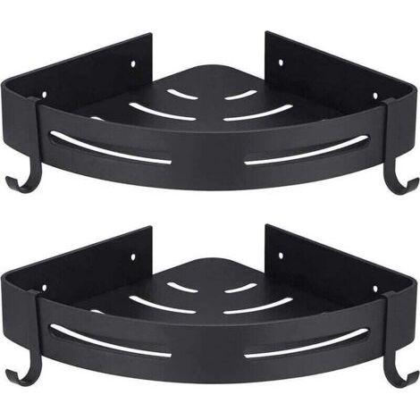 BUNTHAUS PA Aiperq Tigrezy Etagére Douche d'angle Noir sans Perage Rangement Salle de Bain Douche Accessoire Salle de Bain Support Porte Savon Douche Aucun Antirouille en Aluminium Lot de 2 avec Croch (1/4)