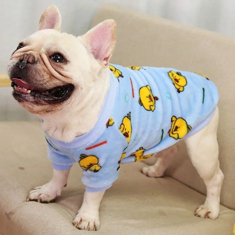 Pyjama pour chien - combinaison douce et chaude en polaire - déguisement mignon pour animaux de compagnie - tenue pour chiens de petite et moyenne taille - carlin - bouledogue français (bleu - XL)