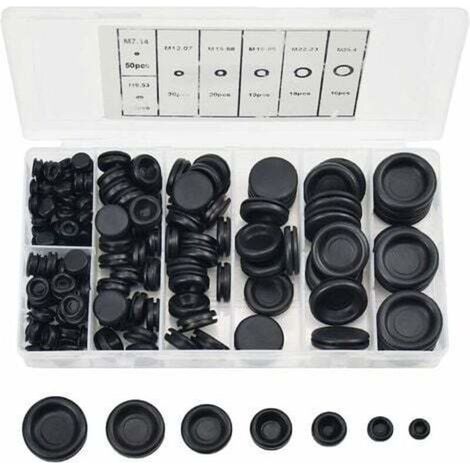 170 Pcs Rubber Plugs, 7 Sizes Rubber Grommet Hole Plug with Organizer Case Electrical Wire Ring Seal Kit for Car Water Pipe Pump (1/4)