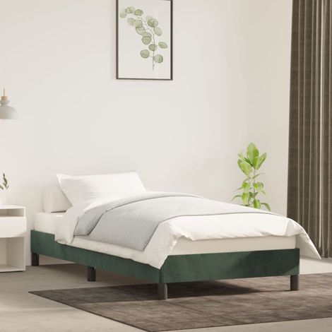 Estructura cama sin colchón terciopelo verde oscuro 100x200 cm vidaXL (1/5)