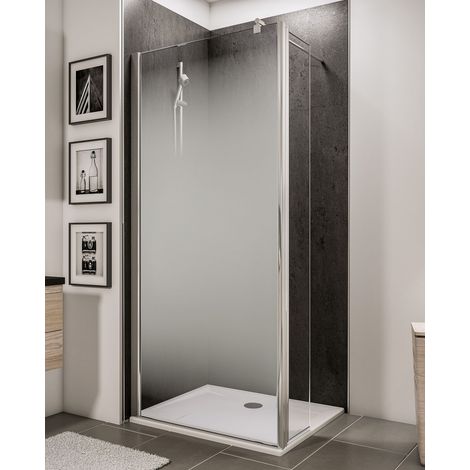 Schulte – Paroi de douche à l'italienne Walk In 90 x 190 cm – Verre de sécurité 5 mm – Profilé chromé – Traitement anticalcaire décor Brouillard