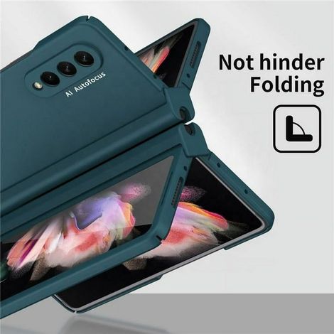 Galaxy Z Fold 3 Hülle mit Stifthalterung, Samsung Fold 3 Hülle für S Pen, dreifach faltbare, stoßfeste Hülle mit Scharnierschutz, kompatibel mit Z Fold 3 5G, elektronisches Glitzerrosa (1/3)