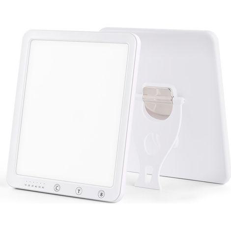 Lichttherapielampe 10000 Lux UV-freie Tageslichtlampe mit 3 Farbtemperaturen, 5 Helligkeitsstufen und 6 Timer, Memory-Funktion, 180° verstellbarer Klappständer