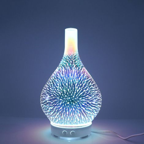 Diffusore di oli essenziali, diffusore d'aria elettrico, umidificatore per oli essenziali, diffusore di aromi a ultrasuoni, 120 ml, spegnimento automatico per casa, ufficio, spa (vetro 3D) NPTERBL (1/3)