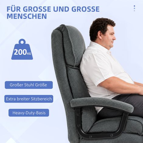 Grand fauteuil de bureau haut, capacité de charge 200 kg, construction robuste, revêtement doux, gris (1/5)