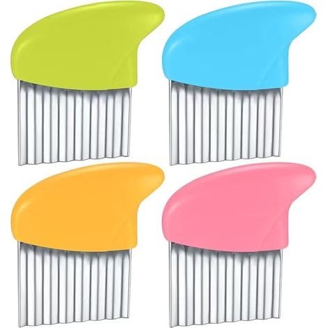 4-Piece Wavy Vegetable Cutter, Potato Cutter for French Fries, Stainless Steel Potato Slicer Knife for Kitchen French Fries, Fruits, Vegetables, Carrots (1/5)
