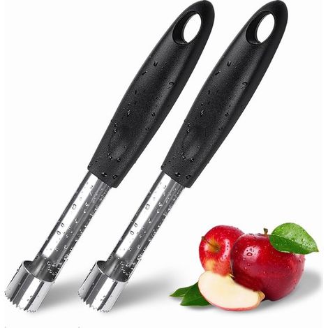 2 descorazonadores de manzanas para cupcakes, removedor de manzanas acero inoxidable profesional saludable, cocina doméstica manzanas Fuji, Negro (1/5)