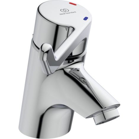 Ideal Standard Grifo seguridad lavabo Ceraplus, con vaciador, maneta 120mm, proy. 108mm, Cromo, B8218AA