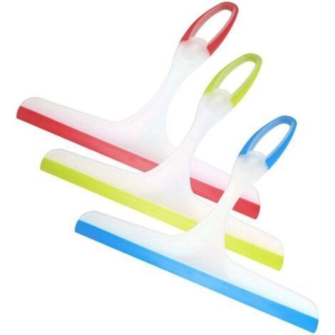 3 Raclette de Douche, Raclette Salle de Bain et Douche, Raclette Vitre Miroir Douche Plastique, Raclettes Nettoyeur de Vitres pour Miroir, Salle de Bains, Fenêtre, Sol, Verre - Bleu, Vert, Rouge (1/4)