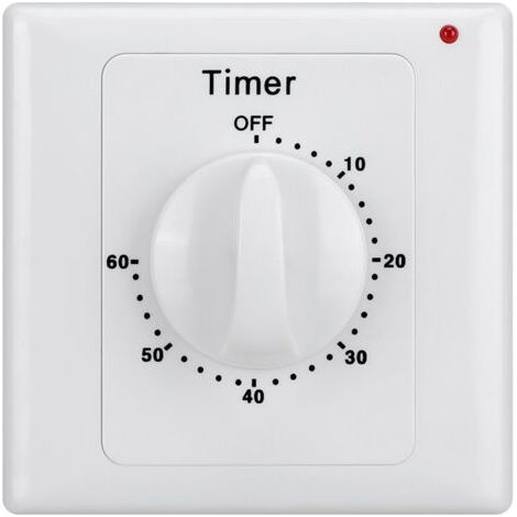 Interrupteur à rebours avec minuteur 60 minutes avec minuteur, protection contre l'eau en saillie pour salle de bain, ventilateur de salle de bain, ventilateur d'extraction (1/4)