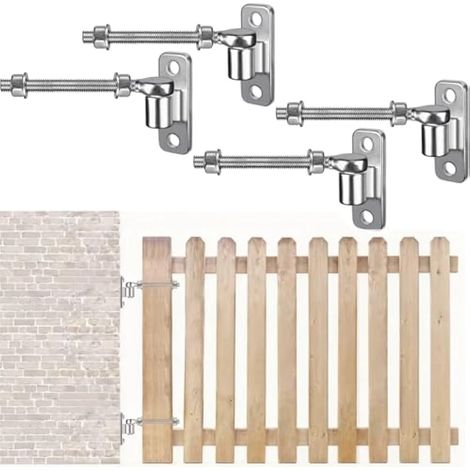 Lot de 4 Charnières de Portes, Charnière de Portail de Jardin Robuste M12, Charnières de Portail avec Boulon en J, Crochet en Métal en Acier Inoxydable, pour Portail de Ferme/Clture en Bois/Allée (1/5)