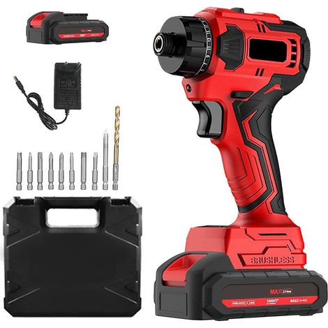 21-V-Lithium-Schraubendreher mit einstellbarem Drehmoment und 2 Geschwindigkeitsstufen, multifunktionales Reparaturwerkzeug-Set B
