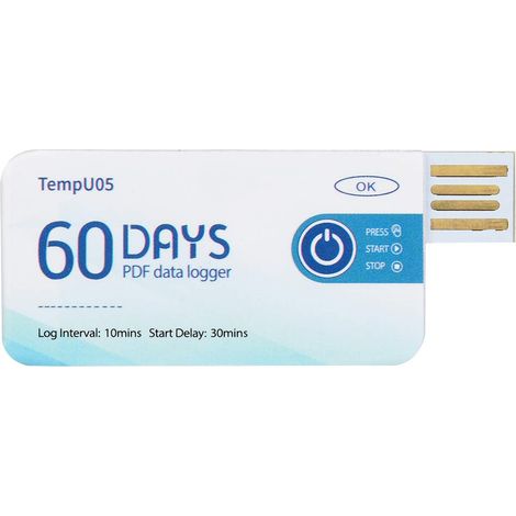 Registratore di temperatura USB TempU05 – Monouso – Scartatutto – Report in PDF – Per farmaci / alimenti / prodotti chimici