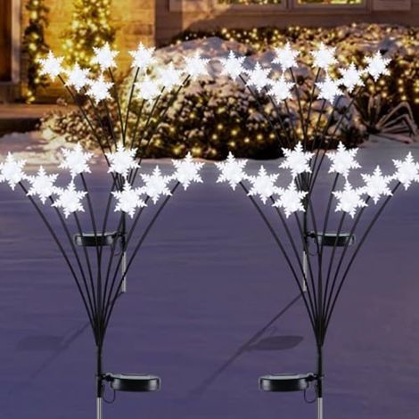 Lot de 4 lampes solaires en forme de flocon de neige, 40 LED avec mouvement de mouvement, étanchéité IP65, décoration extérieure, cour, allée, terrasse, pour allumage automatique (1/5)