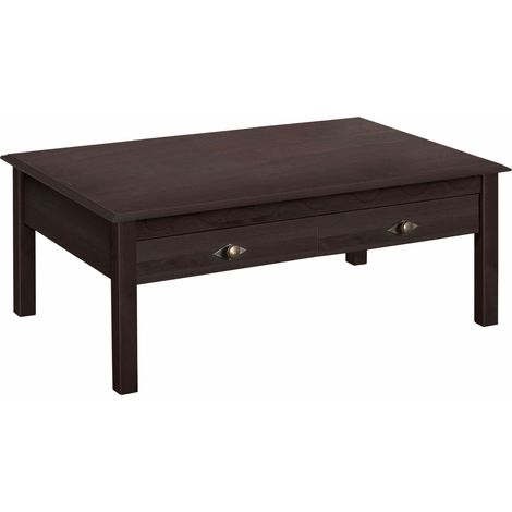 Laura Table basse avec 2 tiroirs en pin brun (1/4)