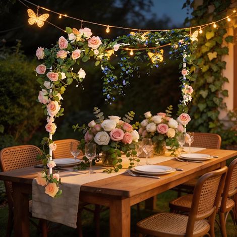 Arche De Table Extensible avec Clip, Hauteur 71-119cm, Longueur 150-250cm,Support d'arche de Table réglable,Cadre pour Mariages, Anniversaires, décorations de fête, Noël, Pâques (1/5)