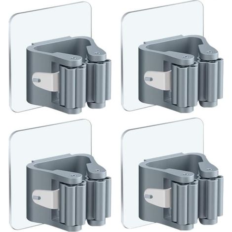 Filiyano – Support pour balai et serpillière, lot de 4, fixation murale auto-adhésive, sans perçage (1/5)