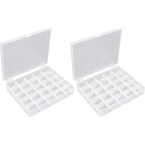 2 Pièces 25 Grille Boîtes À Canette Accessoires De Couture Boîte De Rangement Boîte À Canette Boîte en Plastique Transparente Petites Pièces Boîte De Rangement Accessoires De Couture (1/5)