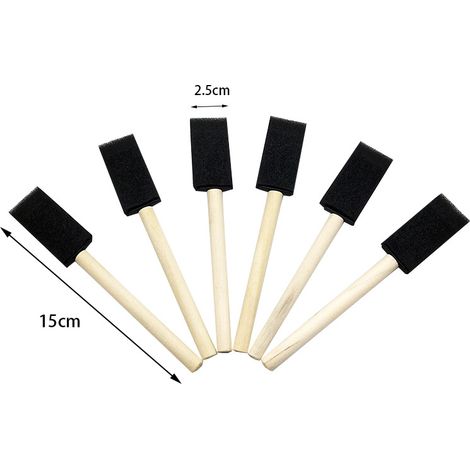 Lot de 6 petits pinceaux en mousse de 2,5 cm pour peinture en bois, huile, peinture artisanale, résine époxy vernis pour enfants