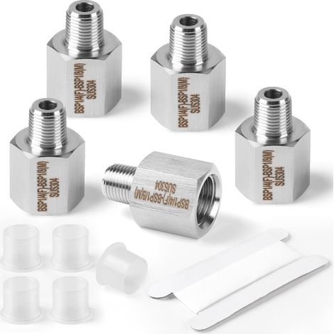 5 Pcs 1/4 "femelle BSP x 1/8" mâle BSP filetage forgé en 304 acier inoxydable réducteur connecteur hexagonal, Raccord de Tuyau Rond, Raccord réducteur à douille hexagonale (1/5)