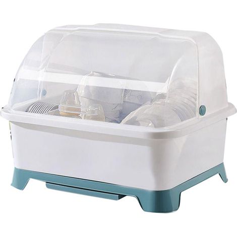 Égouttoir à vaisselle double couche avec couvercle, égouttoir de rangement anti-poussière pour la cuisine, idéal pour les restaurants et les maisons. (1/5)