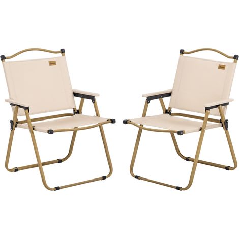 Ensemble de 2 chaises de camping pliantes en tissu Oxford acier 54x59x78 cm couleur kaki idéal pour vos aventures en plein air (1/5)