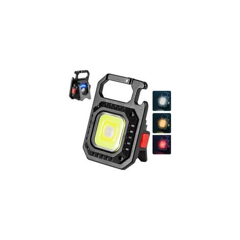Torcia portachiavi a LED, 500 lumen, ricaricabile, impermeabile, portatile, con indicatore di batteria, apribottiglie e base magnetica, ideale per escursionismo e campeggio (1 pezzo). - Crezuo