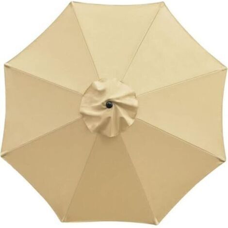 Toile de Parasol - 3 Mètres - Pour Parasol à 8 Baleines - Diamètre Ouverture 2,95 M - Polyester Anti-UV - Ventilation Intégrée - Kaki ×1 (1/4)