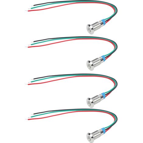 Lot de 4 voyants LED métalliques à cathode commune, composants de contrôle industriel, 8 mm, 12‑24VRed et vert (1/5)