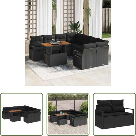 Gartenmöbel - Garten Essgruppe mit Kissen 9 pcs Schwarz und Braun (1/5)