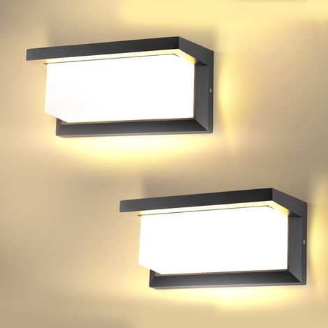 Applique murale extérieure 3000K 18W IP65 – Lot de 2 luminaires d'extérieur pour jardin, terrasse, porche, patio, garage