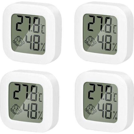 4er-Pack Mini-Thermometer/Hygrometer für den Innenbereich, hochpräzise Temperatur- und Hygrometerüberwachung mit Luftsymbol, komfortabel für Küche, Kinderzimmer, Gewächshaus, Lagerhalle, Büro - (1/4)