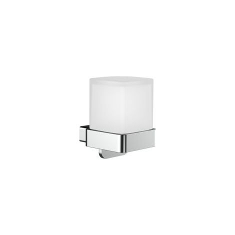 Distributeur de savon liquide LOFT en verre cristal satiné chromé avec gobelet à fermeture à pression (1/5)