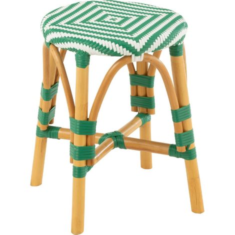 Tabouret en Rotin "Danial" 44cm Vert Foncé (1/5)