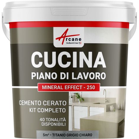 Microcemento cucina: per piano di lavoro e pavimento della cucina - 5 m² (in 2 strati) Titanio Grigio Chiaro - ARCANE INDUSTRIES