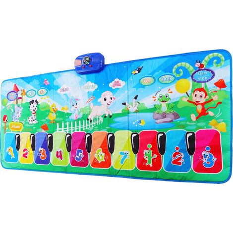 Tapis musical portable à 10 touches avec motif animaux pour bébé, tapis de piano musical pour les pieds, tapis de danse, cadeau éducatif musical (1/5)