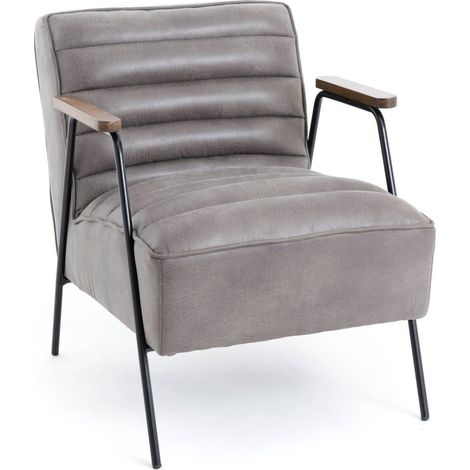 Amadeus - Fauteuil en simili cuir gris Hutch (1/5)