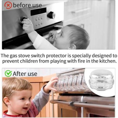 Domestique Cache Boutons de Cuisinière à Gaz, 8 Pièces Noir Protection Four Bebe Couverture de Bouton de cuisine, Cache Plaque (1/4)