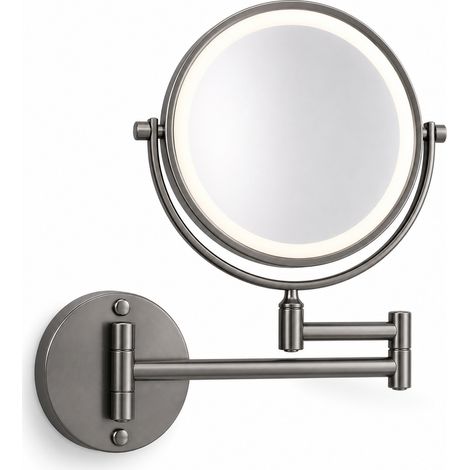 Foldable LED Wall-Mounted Magnifying Mirror for Bathroom Grey (1/5)
