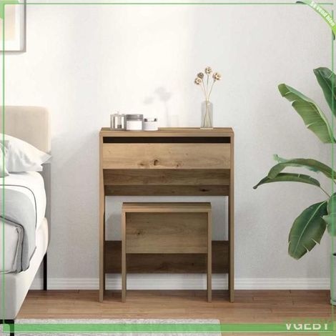 Coiffeuse - ABI - Chêne artisanal - 60 x 40 x 75 cm - 1 tiroir - Bois d'ingénierie (1/5)