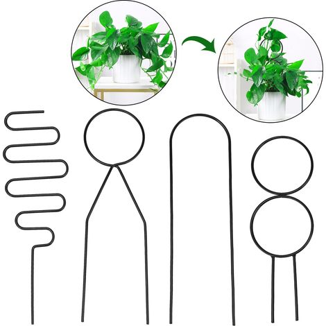 Tuteur Métallique pour Plantes D'appartement - Trellis en Fer Revêtement de Qualité Premium 4 Pièces (33-34 cm) - Doré, Noir, Vert (1/5)
