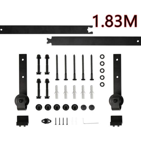Skecten 6FT/183CM Herraje para Puerta Corredera, Puertas Corredera Carril, Negro (1/5)