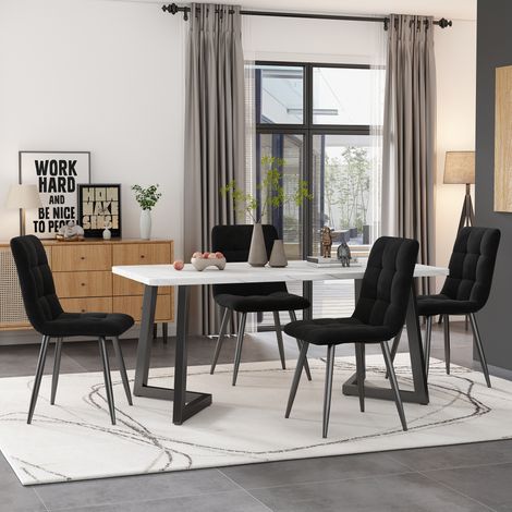Esstisch Set mit 4 Stühlen MDF schwarz Küchentisch OKMYHOME (1/5)