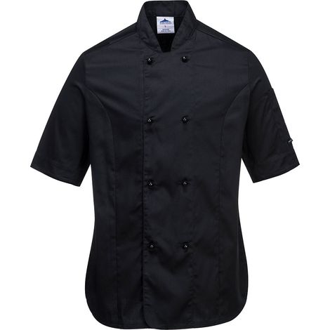 Chaqueta de cocina para mujer Raquel - Manga corta y cómoda / Negro / S