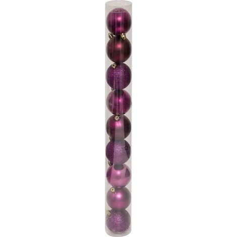 Lot de 9 Boules de Noël "Maison des Couleurs" 6cm Violet