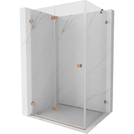 Mexen Lunar-F faltbare Duschkabine links 95 x 80 cm, transparent, gebürstetes Kupfer- 836-095-080-65-00-L