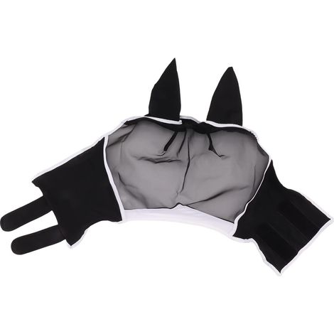 Masque Anti-Mouches pour Cheval, Masque de Cheval en Respirante avec Oreilles, Protection UV, Voile Anti-Mouches en Tissu tricoté avec Sangle Auto-agrippante pour l'équitation d'été et (L) (1/5)